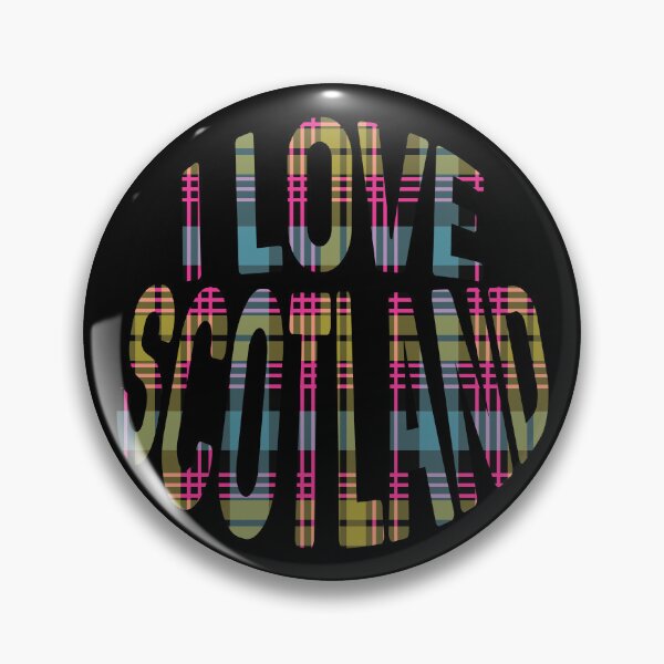 Item preview, I LOVE SCOTLAND Pink, Yellow and Blue Tartan Colour Typography Design designed and sold by MacPean.