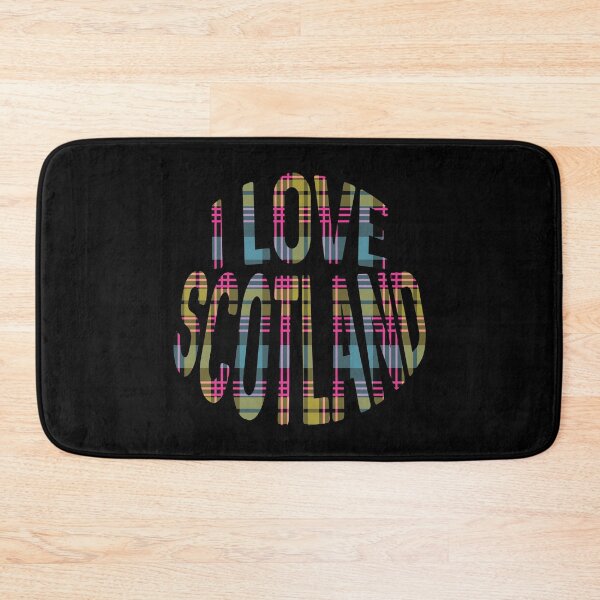 Item preview, I LOVE SCOTLAND Pink, Yellow and Blue Tartan Colour Typography Design designed and sold by MacPean.