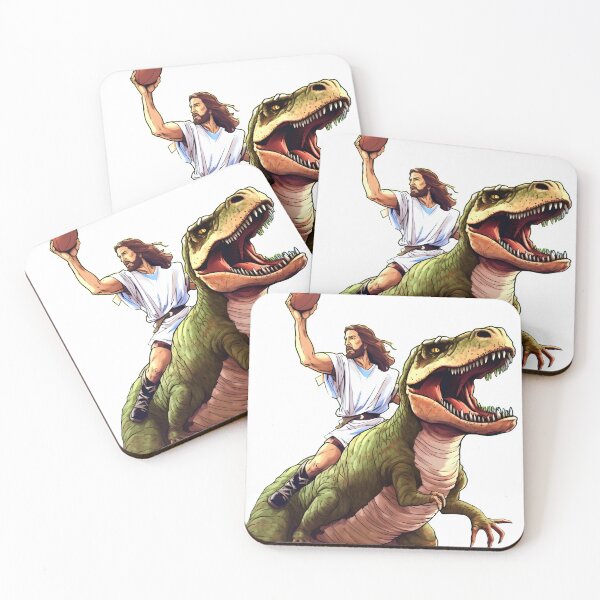 Item preview, Jesus Riding Dinosaur Playing Football. Who Would Jesus Draft in the first round of Fantasy Football? A kicker? designed and sold by ignasirus.