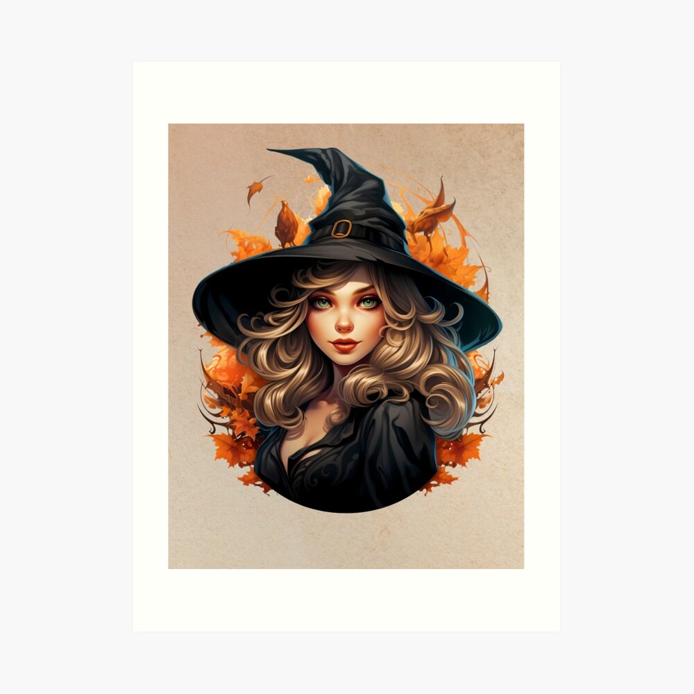 Enchanting Witch: Cute and Sexy Halloween Girl Illustration