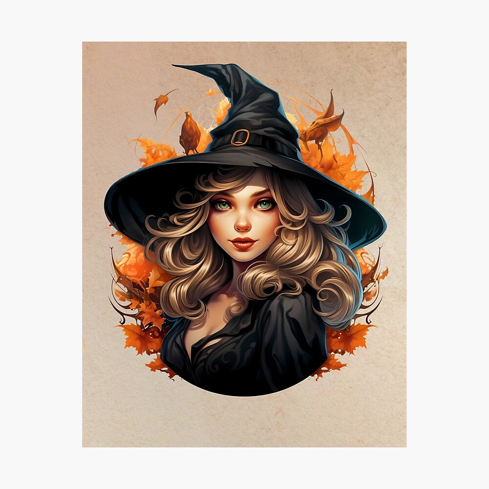 Póster for Sale con la obra «Bruja encantadora: linda y sexy ilustración de  chica de Halloween» de ArtByJuSa | Redbubble