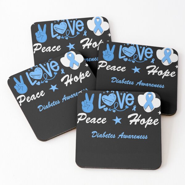 Item preview, Peace Love Hope Cute Blue Ribbon Diabetes Awareness Month designed and sold by ZANNIX.