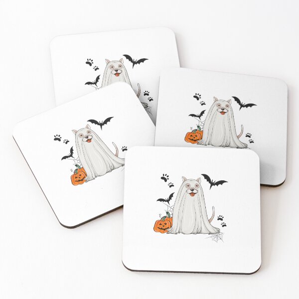 Item preview,  Ghost dog with pumpkins designed and sold by PurrfectCorner.