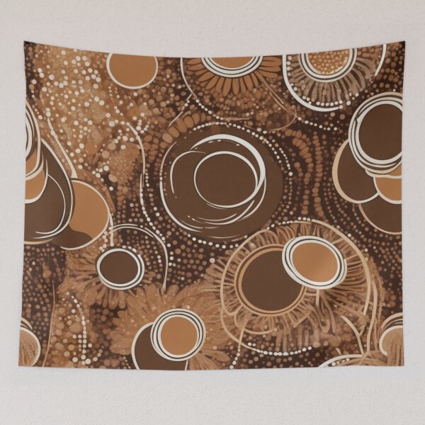 Item preview, a pattern of circles and dots on a brown background designed and sold by Enga6.