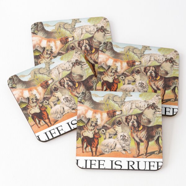 Item preview, Life is Ruff Retriever Setter Pug Shepherd Sky Terrier Mastiff Chinese Coach and Bull Dogs Vintage (black font) Dog Lover Gift designed and sold by ElegantTeaTime.