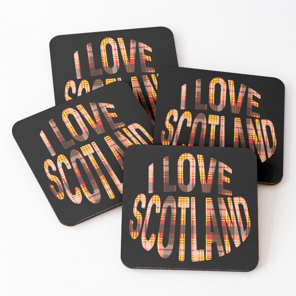 Item preview, I LOVE SCOTLAND Red, Black and Yellow Tartan Colour Typography Design designed and sold by MacPean.