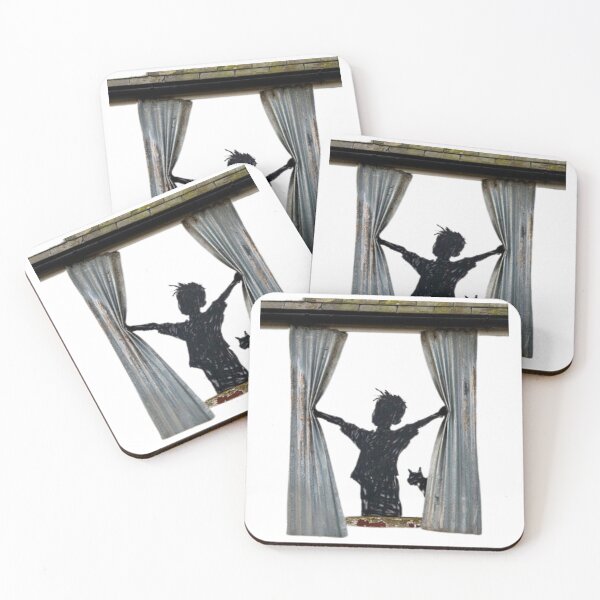 Item preview, Banksy boy - opens the curtain - street artist designed and sold by pixelatedworld.