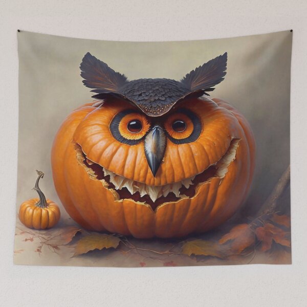 Item preview, Pumpkin with a face of an owl designed and sold by M-Y-A-R-T-.