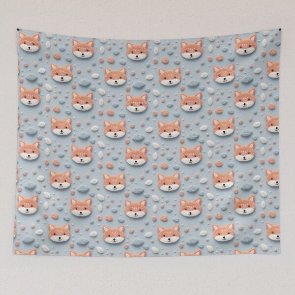 Item preview, Faux Embroidered Cute Winter Fox designed and sold by TDKbyNeha.
