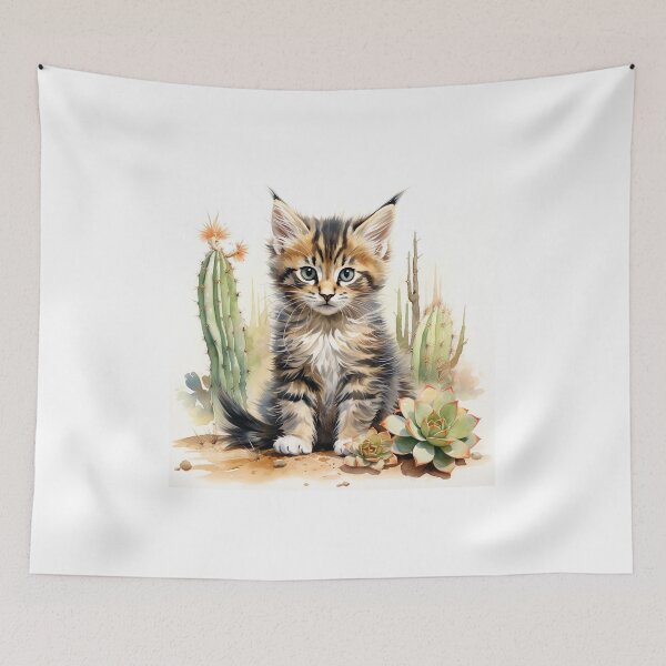 Item preview, Sweet little cat between cacti designed and sold by WBCreativeWS.
