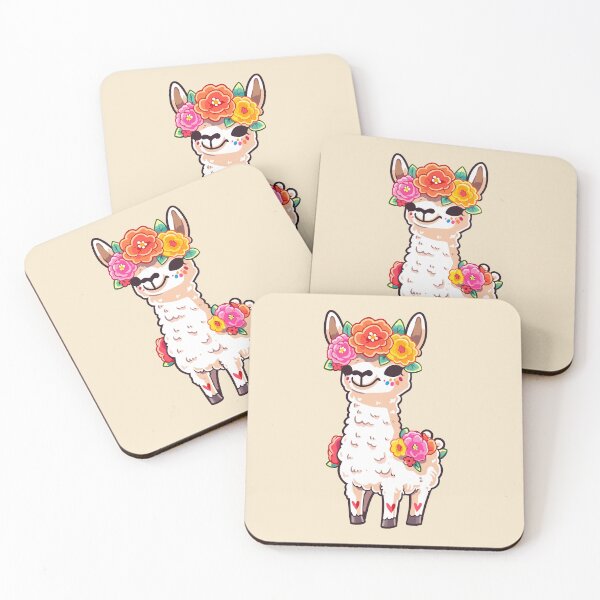 Item preview, day of the dead, cute cartoon llama, llama flowers designed and sold by Niktarka.