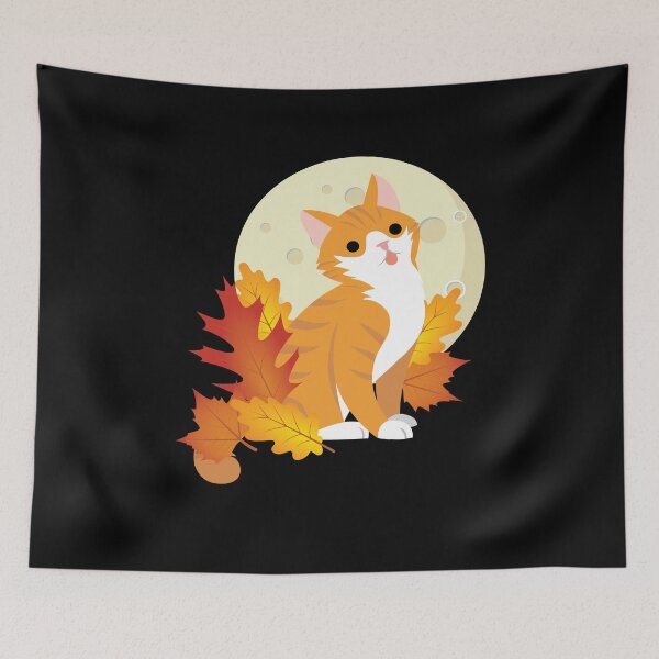 Item preview, Autumn Cat Kitten Fall Leaves designed and sold by MooonTees.