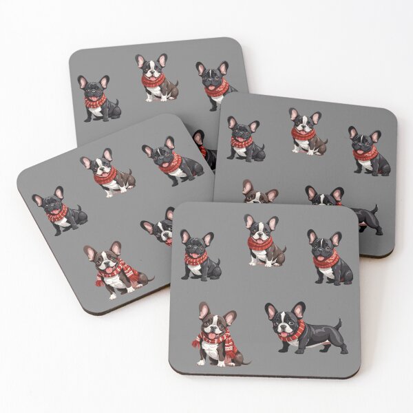 Item preview, Cozy Christmas Red Scarf French Bulldog Puppy Pack designed and sold by Cawaiico.