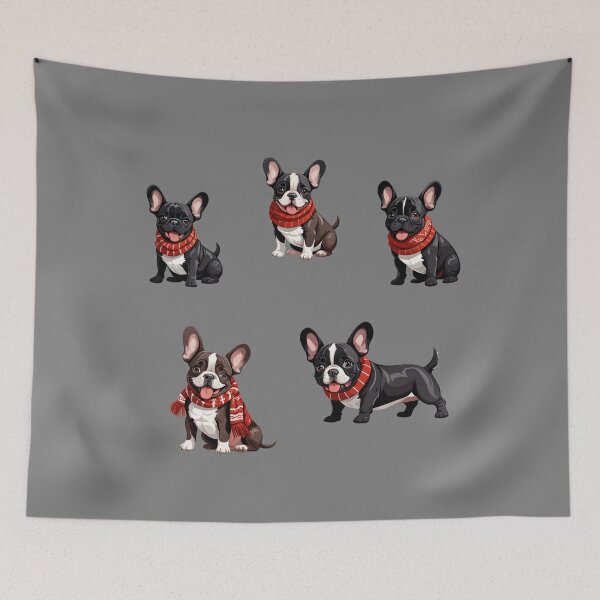 Item preview, Cozy Christmas Red Scarf French Bulldog Puppy Pack designed and sold by Cawaiico.