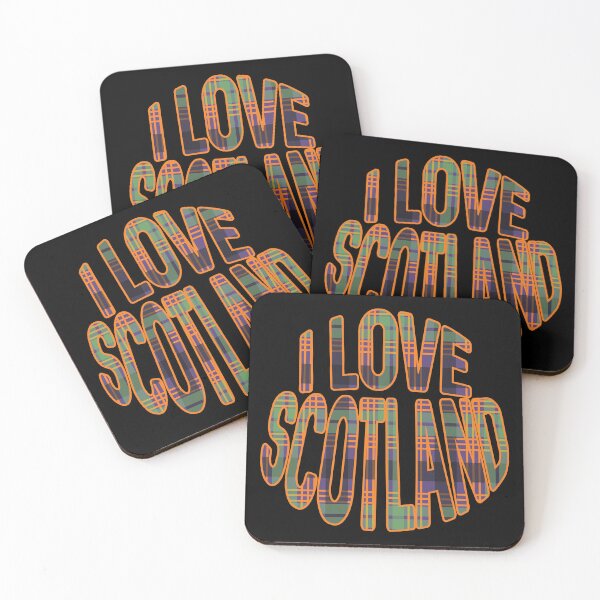 Item preview, I LOVE SCOTLAND Purple, Orange and Green Tartan Colour Typography Design designed and sold by MacPean.