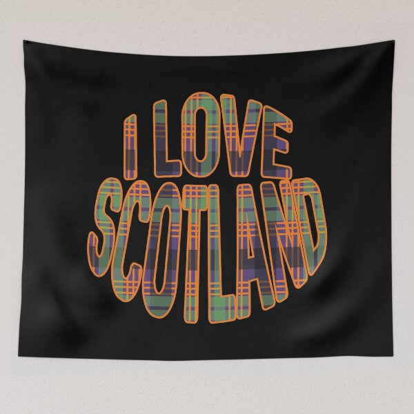 Item preview, I LOVE SCOTLAND Purple, Orange and Green Tartan Colour Typography Design designed and sold by MacPean.