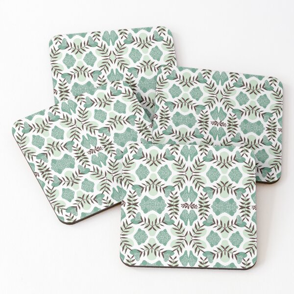 Item preview, Tropical Elements Fern + Feather Aqua Sage Brown designed and sold by OaktreeStudio.