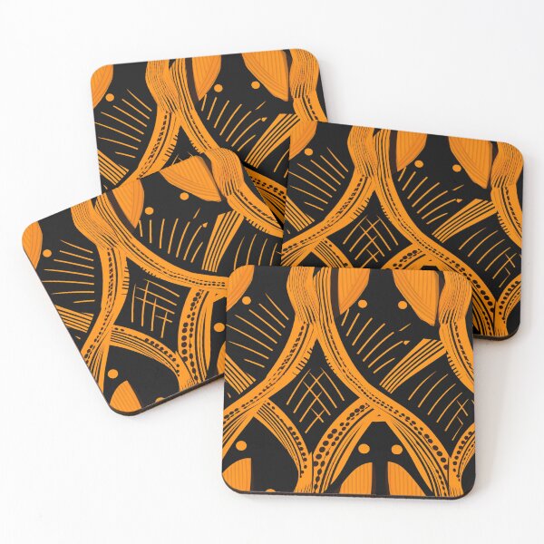 Artikelvorschau, Black, orange, African Ankara Pattern entworfen und verkauft von SideSignal.
