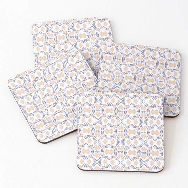 Item preview, Tropical Elements Fern + Feather x 32 Ecru Navy designed and sold by OaktreeStudio.