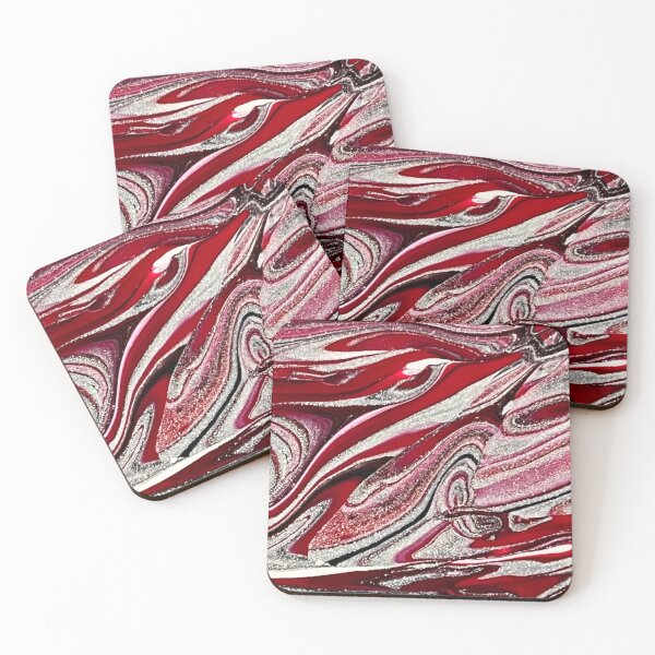 Item preview, Red, silver and black acrylic pouring  designed and sold by Hmelliger.