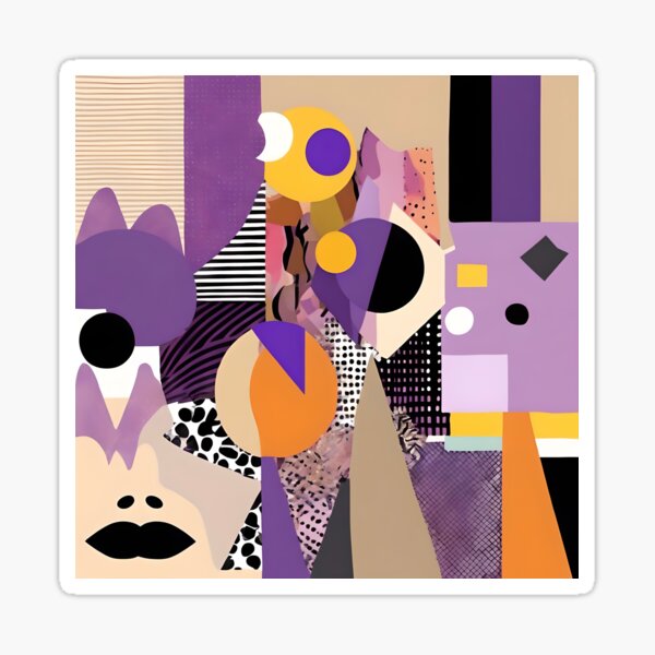 Item preview, Pop art colorful abstract art beige purple composition 3 designed and sold by flatindostudio.