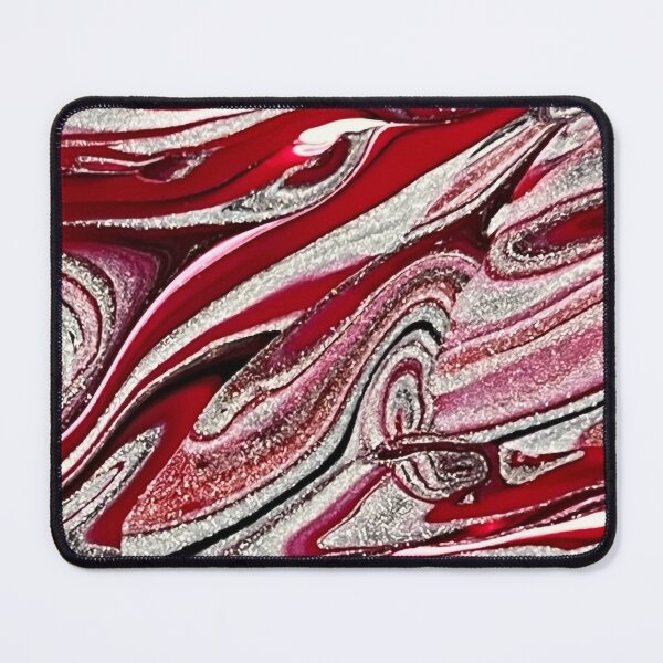 Item preview, Red, silver and black acrylic pouring  designed and sold by Hmelliger.