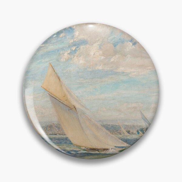 Item preview, America's Cup Yacht Racing sailboats on Narragansett Bay, Newport, Rhode Island nautical maritime landscape painting by Alice Maude Taite Fanner designed and sold by Jéanpaul  Ferro.