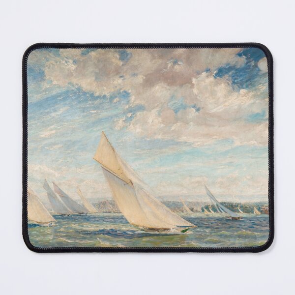 Item preview, America's Cup Yacht Racing sailboats on Narragansett Bay, Newport, Rhode Island nautical maritime landscape painting by Alice Maude Taite Fanner designed and sold by Jéanpaul  Ferro.
