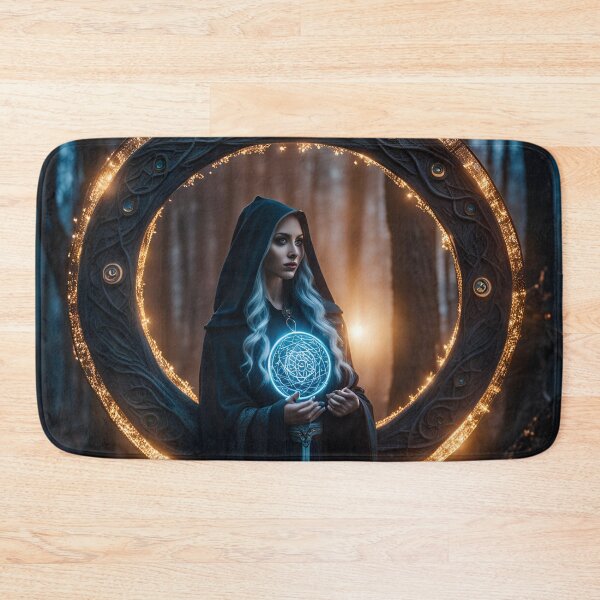 Item preview, Portrait of a Druidess, in the sacred woods in moonlight, Magic vortex, mystic  magical Runes designed and sold by Colin Bentham.