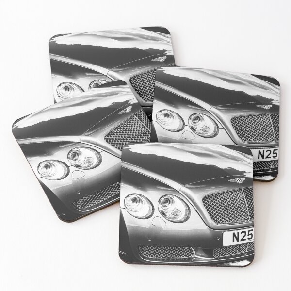 Item preview, Black and white image of the front of a silver Bentley Continental, 2007 designed and sold by Graham Cornall.
