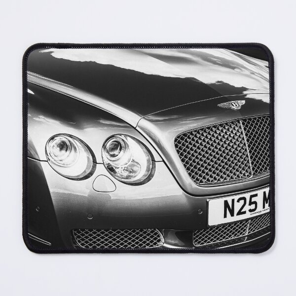 Item preview, Black and white image of the front of a silver Bentley Continental, 2007 designed and sold by Graham Cornall.