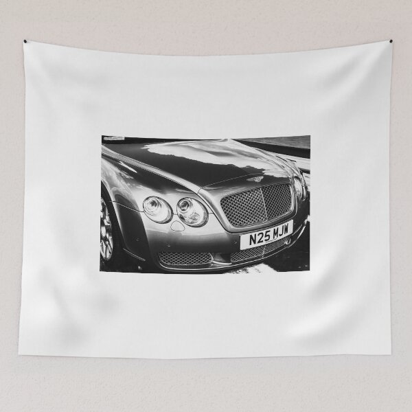 Item preview, Black and white image of the front of a silver Bentley Continental, 2007 designed and sold by Graham Cornall.