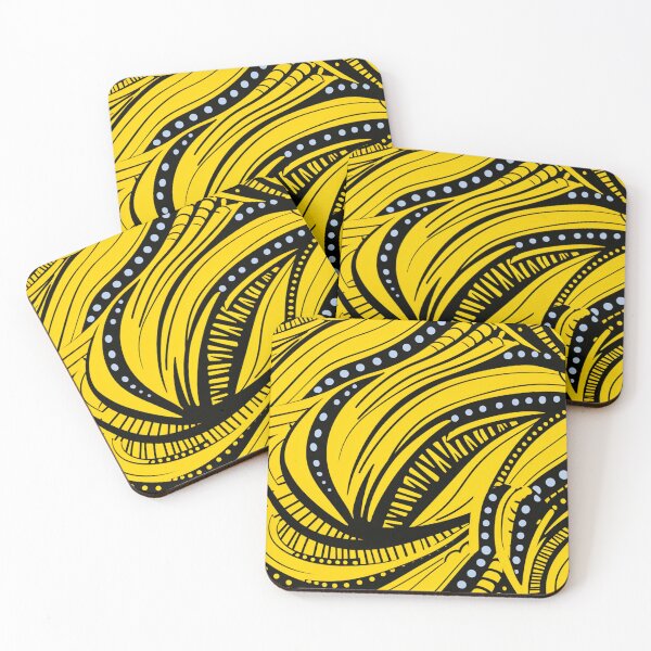 Item preview, Yellow, black, African Ankara Pattern designed and sold by SideSignal.