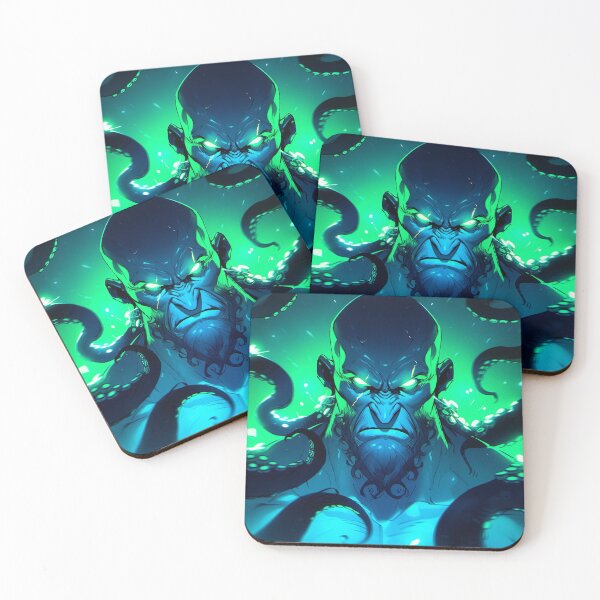 Item preview, Angry Blue Green Poseidon Anime Man and Tentacles designed and sold by bubblegoth.