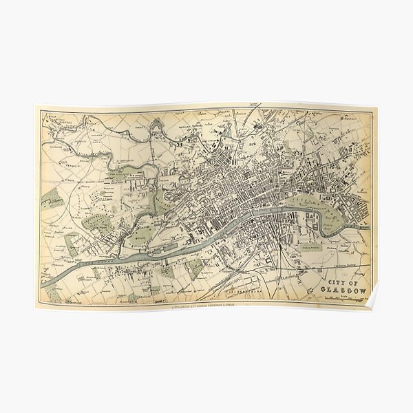 Vintage Map of Glasgow Scotland (1872) Poster