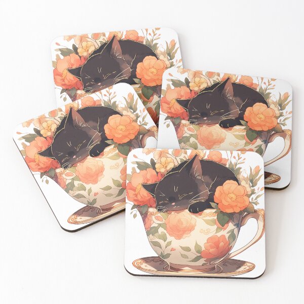 Item preview, Cute Teacup Kitten - Floral designed and sold by octoboobs.