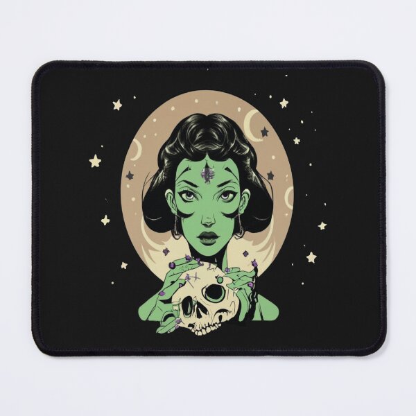 Item preview, Green witch with skull for halloween designed and sold by LuckyFamily.