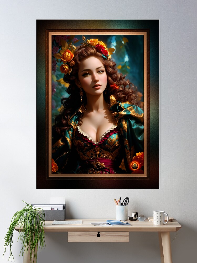 A Portrait Of The Enchanting Esmerelda AI Concept Art by Xzendor7 Room Decor Poster Print