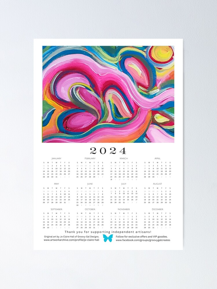 2024 Art Calendar Print Entangled Acrylic Abstract Painting