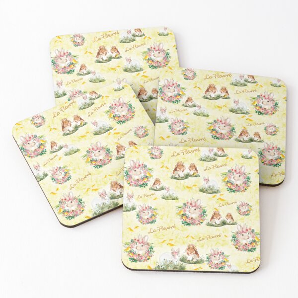 Item preview, Rabbits and friends in yellow ground designed and sold by MiyahDesign.