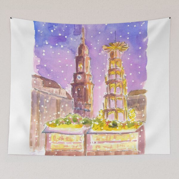 Item preview, Dresden XMAS Market in Nightly Winter Scene at Striezelmarkt designed and sold by artshop77.