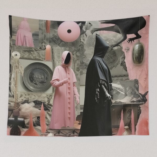 Item preview, Creepy pink collage artwork designed and sold by silent-violin.