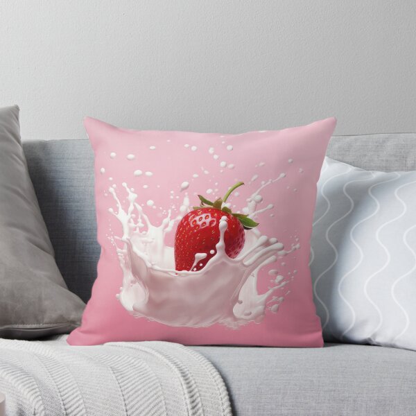 Item preview, Fresas en leche salpicadas sobre fondo rosa. designed and sold by Visual-Elixir.