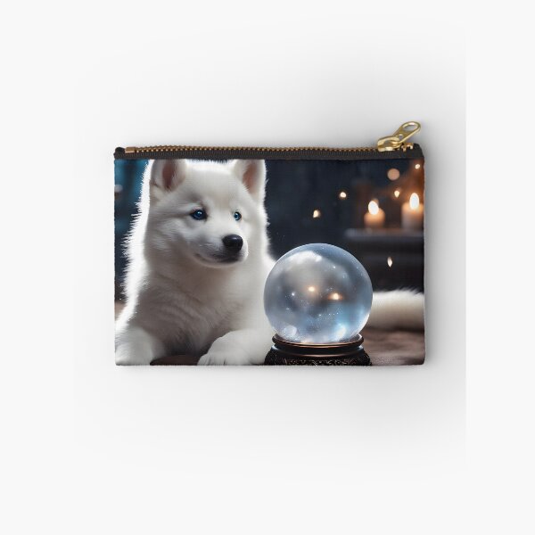 Item preview, A Cute White Husky Puppy Looking At Magic Crystal Ball designed and sold by IceCreamSmile.