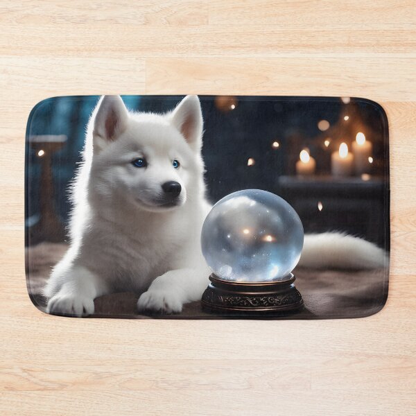 Item preview, A Cute White Husky Puppy Looking At Magic Crystal Ball designed and sold by IceCreamSmile.