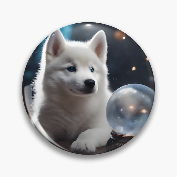 Item preview, A Cute White Husky Puppy Looking At Magic Crystal Ball designed and sold by IceCreamSmile.