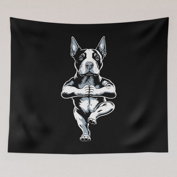 Item preview, Bull Terrier Yoga Puppy Funny Dogs Tree Pose Vrikshasana designed and sold by GrandeDuc.