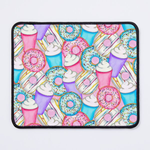 Item preview, Overlapped Large Coffee and Donuts Watercolor Illustration on Pink designed and sold by Sockstomistic.