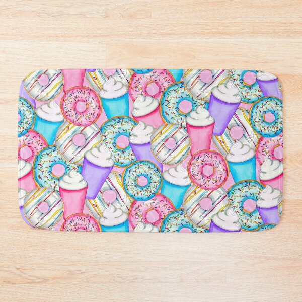 Item preview, Overlapped Large Coffee and Donuts Watercolor Illustration on Pink designed and sold by Sockstomistic.