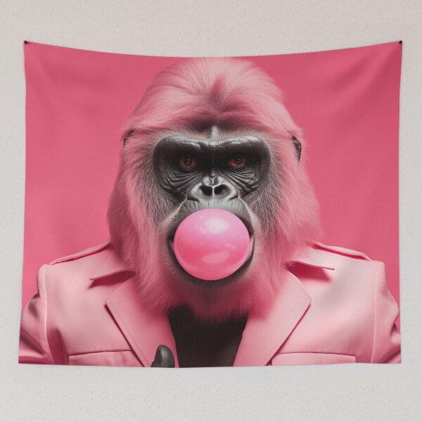Item preview, Pink Bubble Gum gorilla, AI designed and sold by silent-violin.